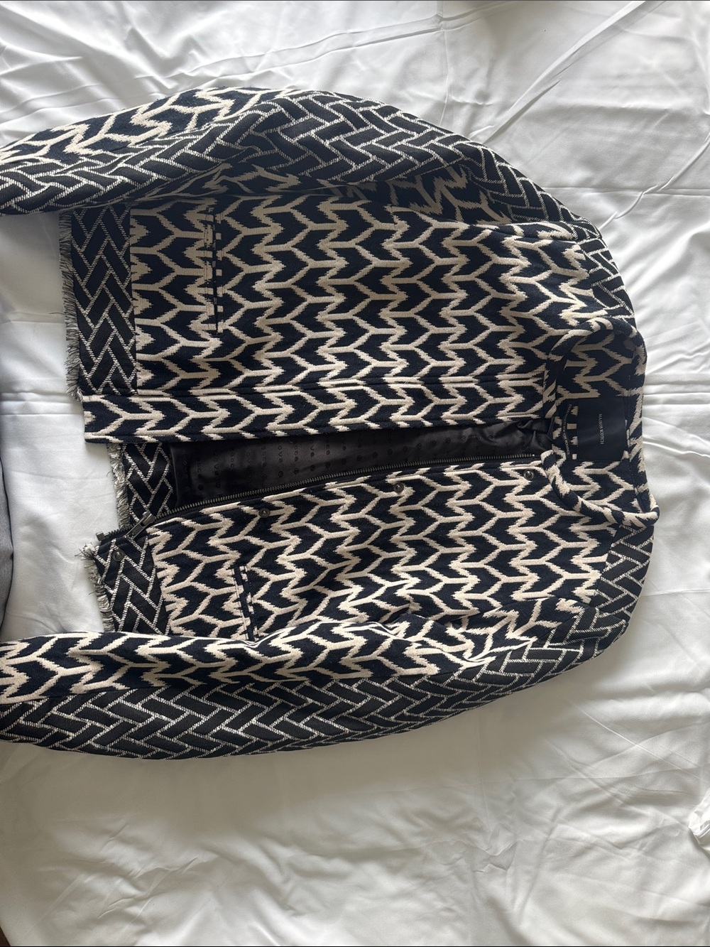 Maison Scotch Black and Baige Zigzag Knit Jacket